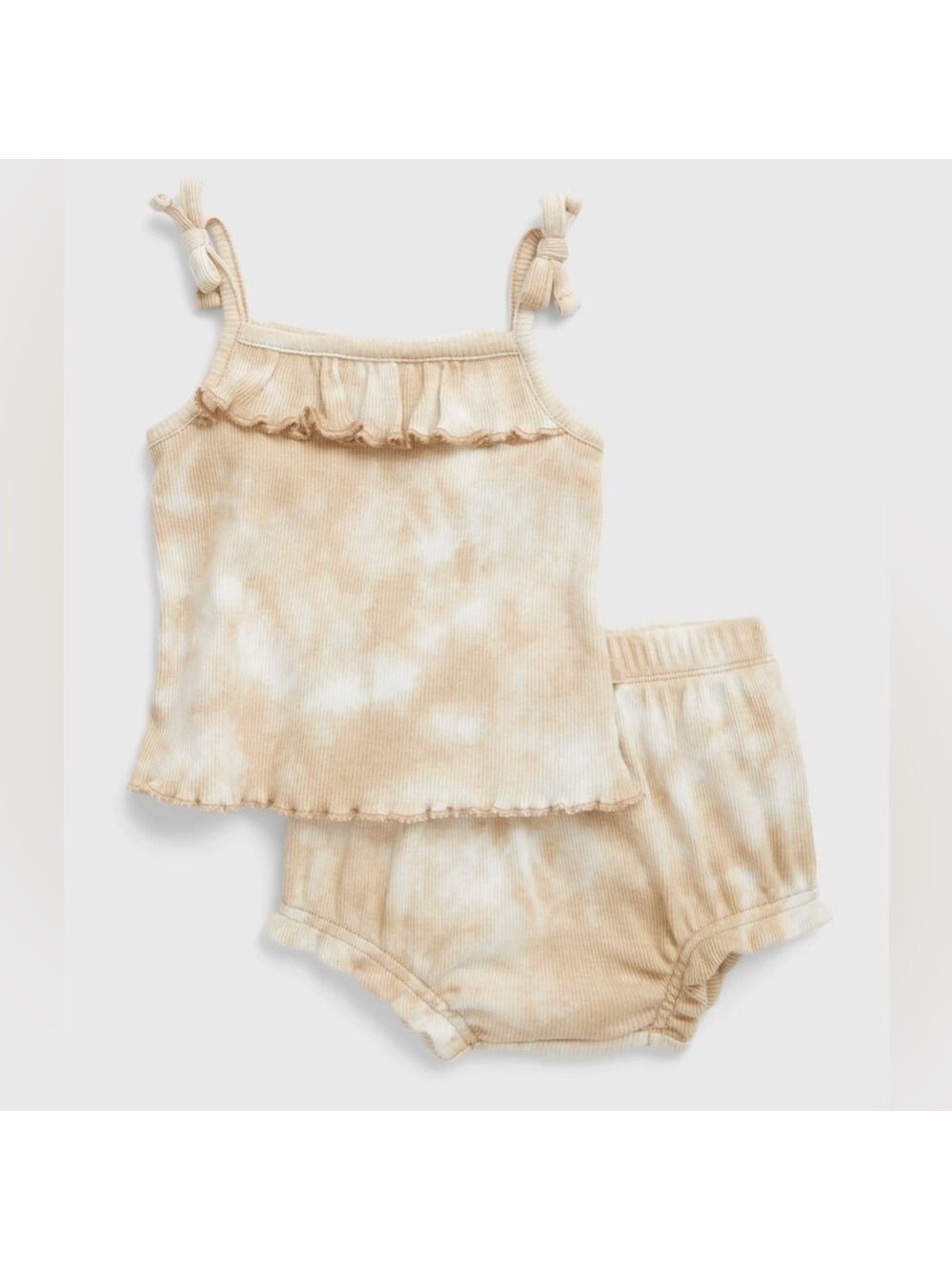 GAP Baby Newborn 100% Organic Cotton Ribbed Ruffle Tie Dye Two-Piece Outfit Set